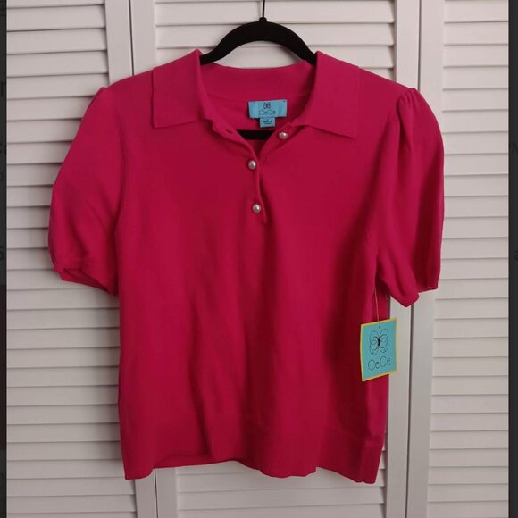 Puff Sleeve Hot Pink Sweater NWT - Picture 1 of 4